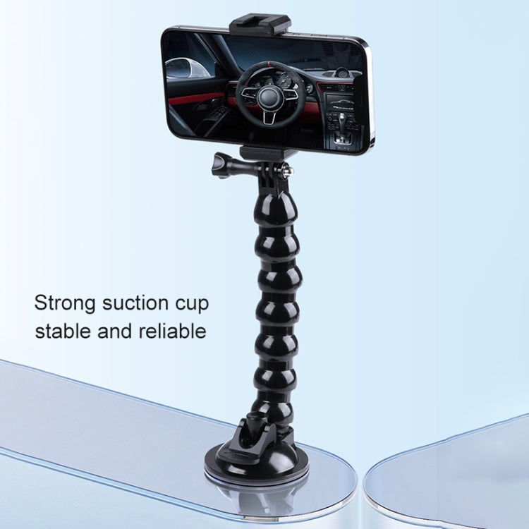 Extended Suction Cup Jaws Flex Clamp Mount with Cold Shoe Phone Clamp
