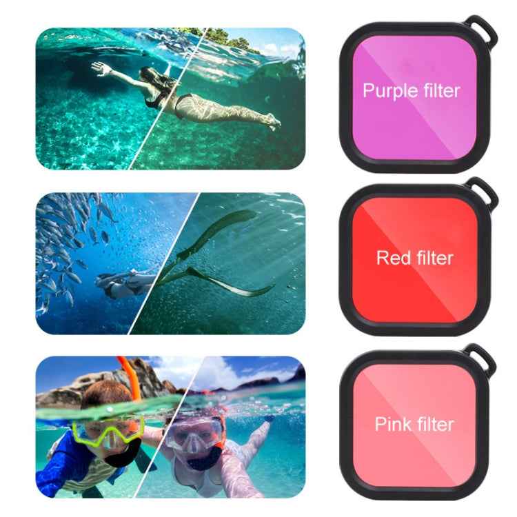 45m Waterproof Case + Touch Back Cover + Purple Red Pink Lens Filter for GoPro HERO8 Black