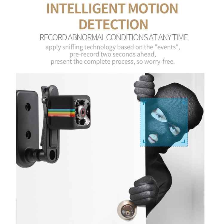 SQ11 Mini DV HD 1080P 2MP Sport Recorder Camera with Holder, Support Monitor Detection & IR Night Vision & TF Card