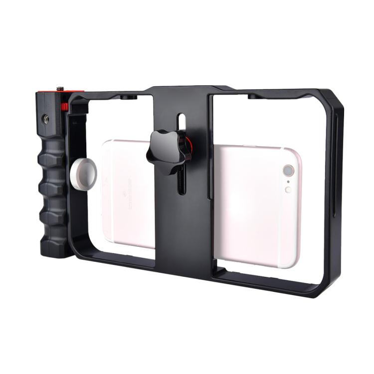 YLG0901B Vlogging Live Broadcast Smartphone Plastic Cage Video Rig Filmmaking Recording Handle Stabilizer Bracket for iPhone, Galaxy, Huawei, Xiaomi, HTC, LG, Google, and Other Smartphones