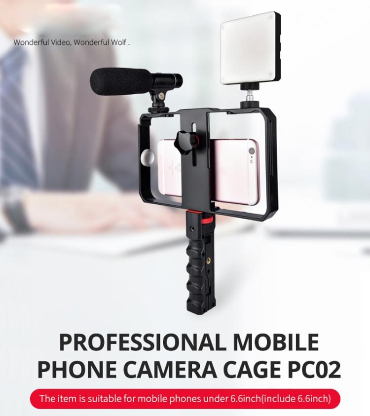 YLG0901B Vlogging Live Broadcast Smartphone Plastic Cage Video Rig Filmmaking Recording Handle Stabilizer Bracket for iPhone, Galaxy, Huawei, Xiaomi, HTC, LG, Google, and Other Smartphones