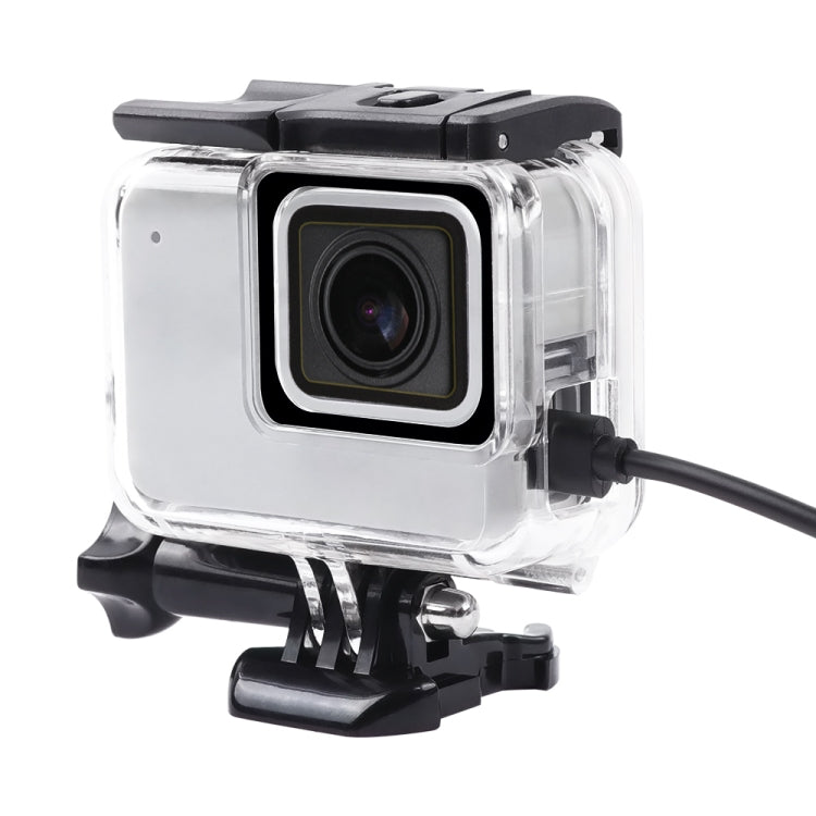 Carcasa protectora con hueco lateral para GoPro HERO7 Blanca/Plateada con esqueleto, hebilla, soporte básico y tornillo, hueco lateral