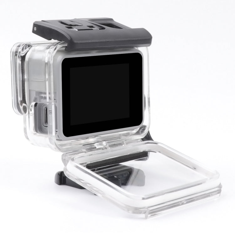 Carcasa protectora con hueco lateral para GoPro HERO7 Blanca/Plateada con esqueleto, hebilla, soporte básico y tornillo, hueco lateral