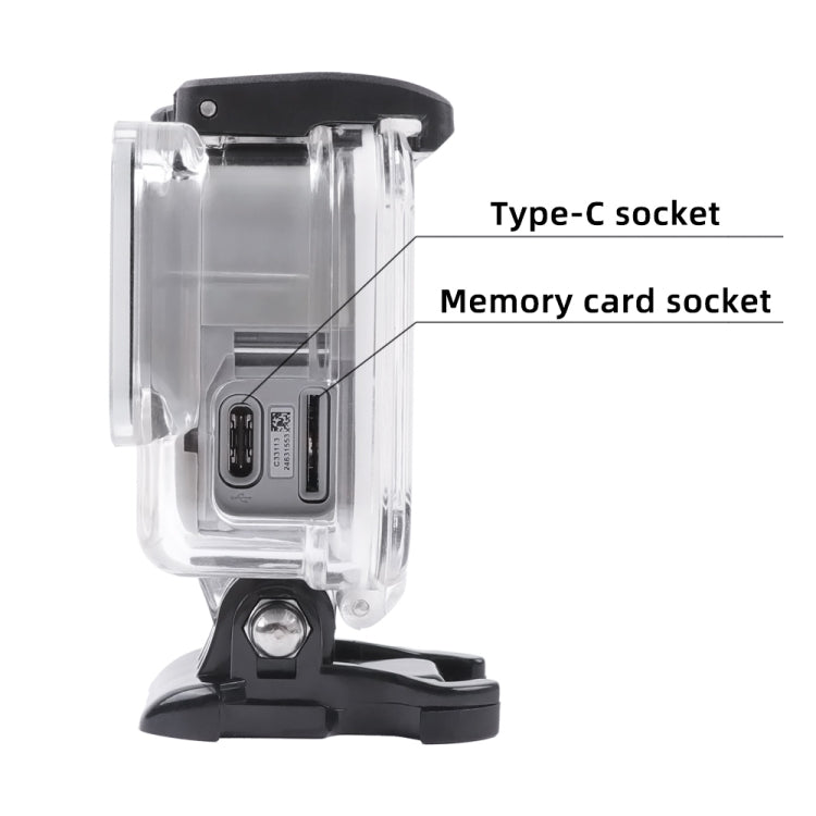 Carcasa protectora con hueco lateral para GoPro HERO7 Blanca/Plateada con esqueleto, hebilla, soporte básico y tornillo, hueco lateral