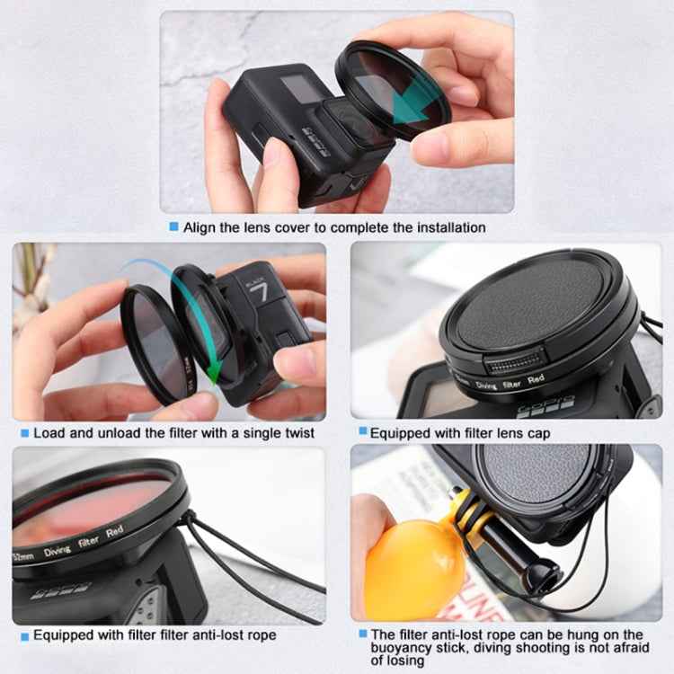 RUIGPRO for GoPro HERO 7/6 /5 Professional 52mm UV Lens Filter with Filter Adapter Ring & Lens Cap