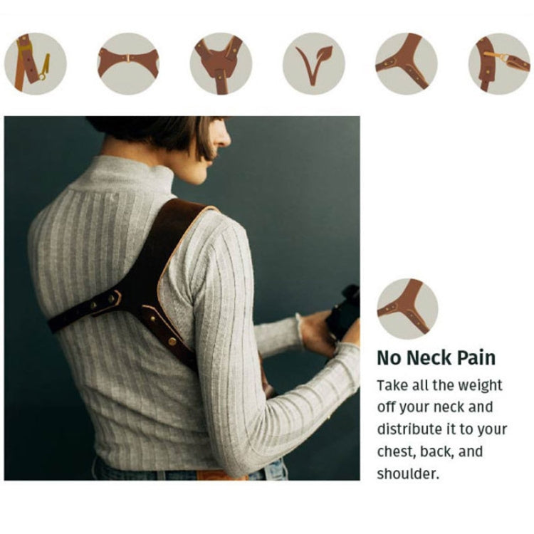 Quick Release Anti-Slip Shoulder Leather Harness Camera Strap with Metal Hook for SLR / DSLR Cameras (Left Shoulder), Left Shoulder, Right Shoulder