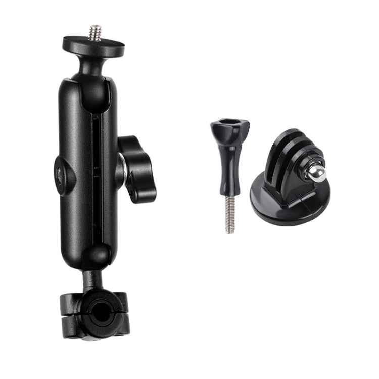9cm Connecting Rod 20mm Ball Head Motorcycle Rearview Mirror Fixed Mount Holder with Tripod Adapter & Screw for GoPro, Insta360, DJI and Other Action Cameras
