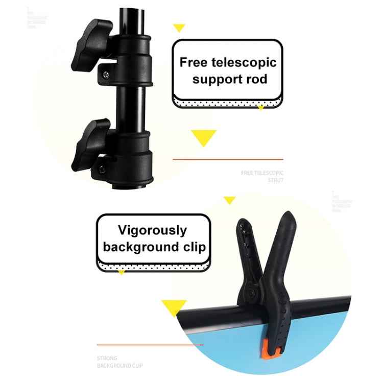 70x200cm T-Shape Photo Studio Background Support Stand Backdrop Crossbar Bracket Kit with 70x140cm Black / White PVC Backdrops
