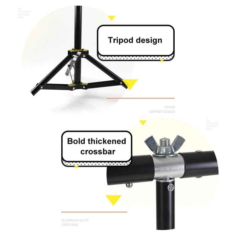 70x200cm T-Shape Photo Studio Background Support Stand Backdrop Crossbar Bracket Kit with 70x140cm Black / White PVC Backdrops
