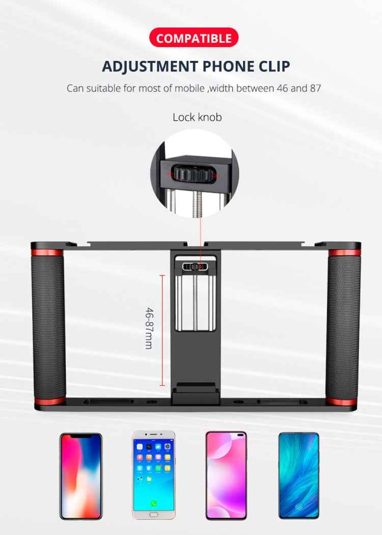 YELANGU PC05 YLG0909B Vlogging Live Broadcast Smartphone Metal Cage Video Rig Filmmaking Recording Handle Stabilizer Bracket for iPhone, Galaxy, Huawei, Xiaomi, HTC, LG, Google, and Other Smartphones