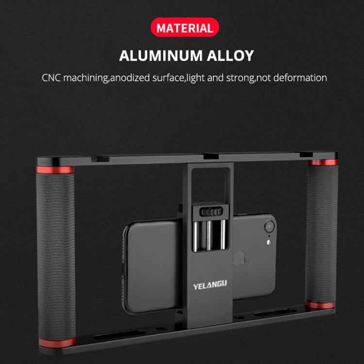 YELANGU PC05 YLG0909B Vlogging Live Broadcast Smartphone Metal Cage Video Rig Filmmaking Recording Handle Stabilizer Bracket for iPhone, Galaxy, Huawei, Xiaomi, HTC, LG, Google, and Other Smartphones