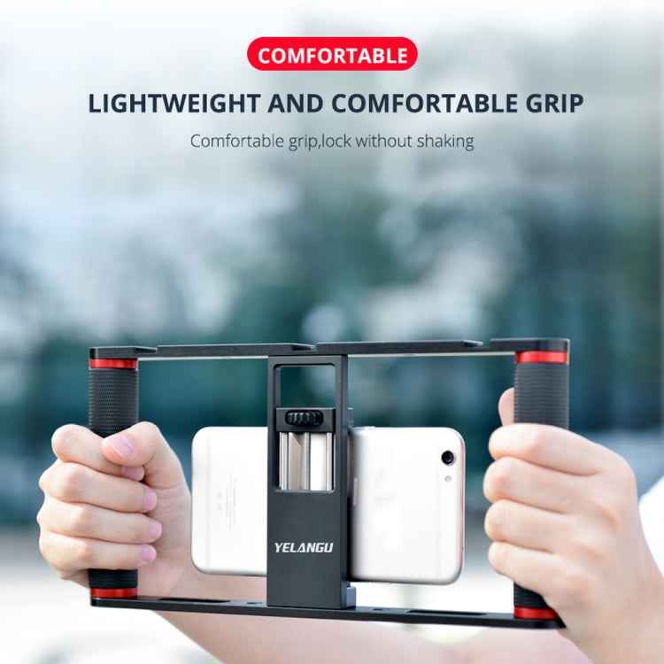 YELANGU PC05 YLG0909B Vlogging Live Broadcast Smartphone Metal Cage Video Rig Filmmaking Recording Handle Stabilizer Bracket for iPhone, Galaxy, Huawei, Xiaomi, HTC, LG, Google, and Other Smartphones