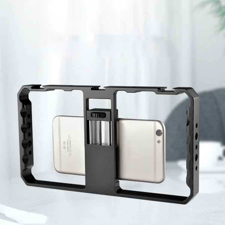 YELANGU PC06 YLG0909A Vlogging Live Broadcast Smartphone Metal Cage Video Rig Filmmaking Recording Handle Stabilizer Bracket for iPhone, Galaxy, Huawei, Xiaomi, HTC, LG, Google, and Other Smartphones