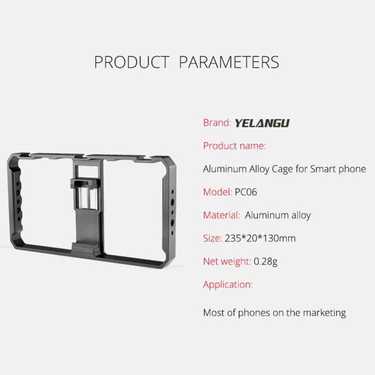 YELANGU PC06 YLG0909A Vlogging Live Broadcast Smartphone Metal Cage Video Rig Filmmaking Recording Handle Stabilizer Bracket for iPhone, Galaxy, Huawei, Xiaomi, HTC, LG, Google, and Other Smartphones