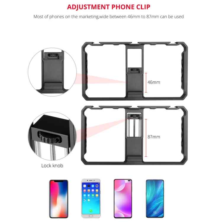 YELANGU PC06 YLG0909A Vlogging Live Broadcast Smartphone Metal Cage Video Rig Filmmaking Recording Handle Stabilizer Bracket for iPhone, Galaxy, Huawei, Xiaomi, HTC, LG, Google, and Other Smartphones