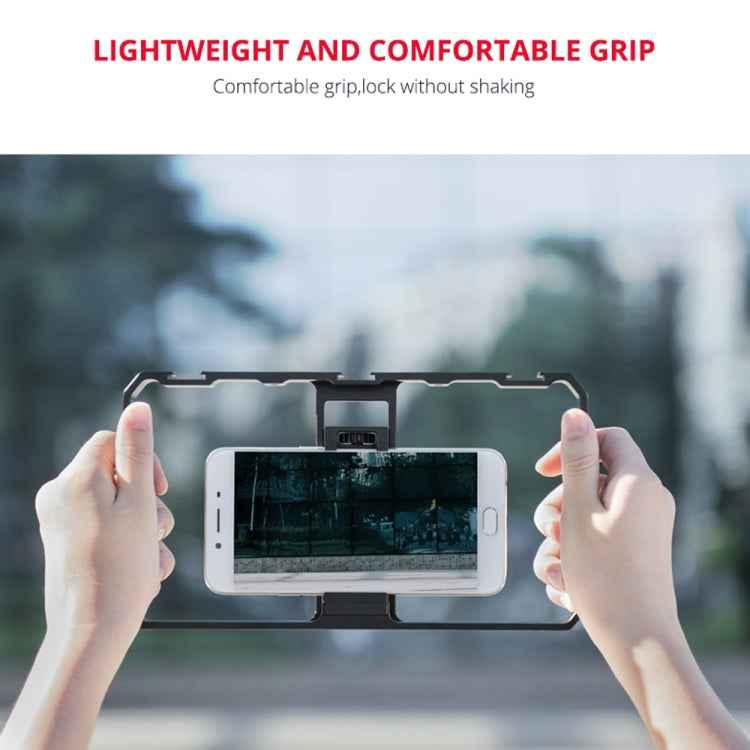 YELANGU PC06 YLG0909A Vlogging Live Broadcast Smartphone Metal Cage Video Rig Filmmaking Recording Handle Stabilizer Bracket for iPhone, Galaxy, Huawei, Xiaomi, HTC, LG, Google, and Other Smartphones