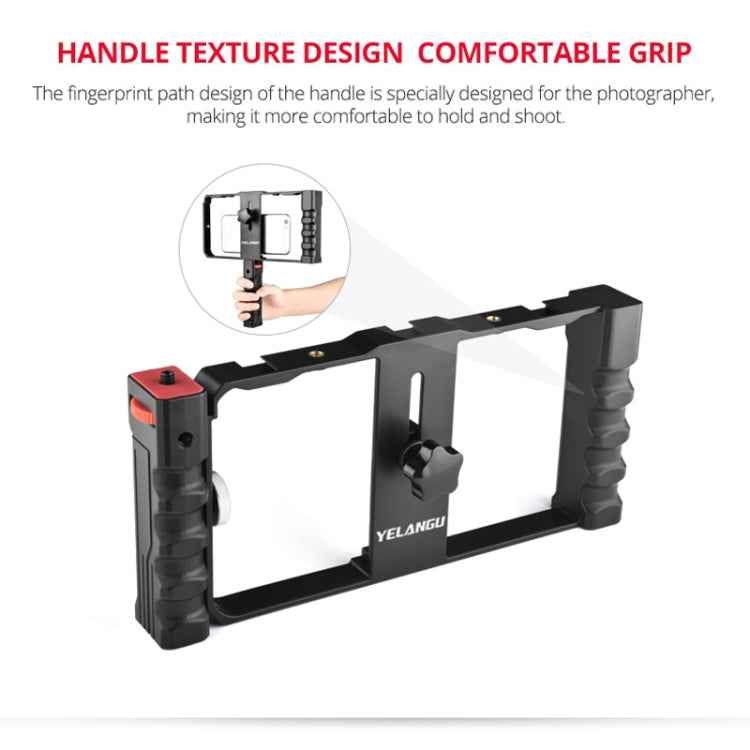 YELANGU PC02A Vlogging Live Broadcast Plastic Cage Video Rig Filmmaking Stabilizer Bracket for iPhone, Galaxy, Huawei, Xiaomi, HTC, LG, Google, and Other Smartphones