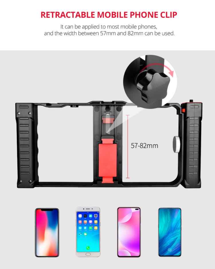 YELANGU PC02A Vlogging Live Broadcast Plastic Cage Video Rig Filmmaking Stabilizer Bracket for iPhone, Galaxy, Huawei, Xiaomi, HTC, LG, Google, and Other Smartphones