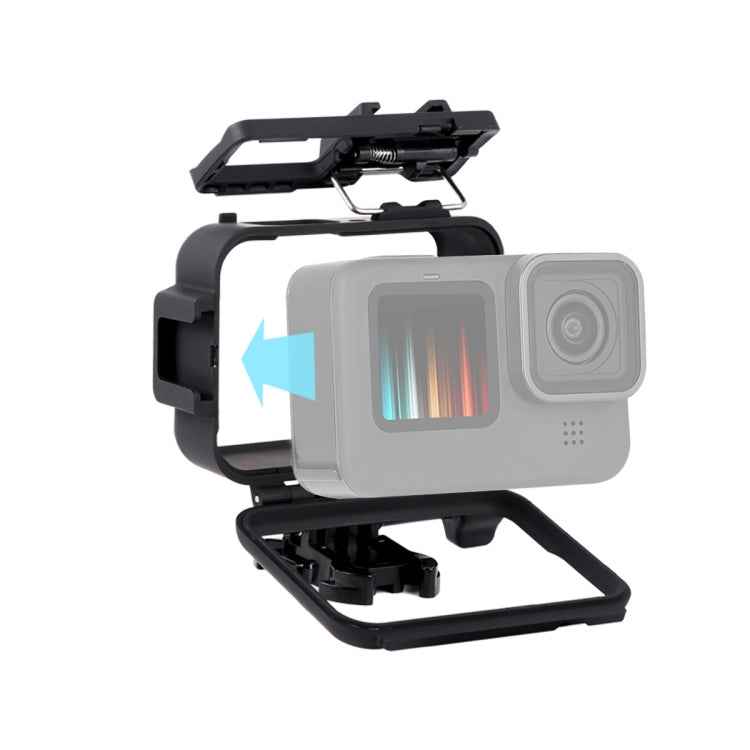 For GoPro HERO10 Black / HERO9 Black Plastic Frame Mount Protective Case with Base Buckle & Long Screw