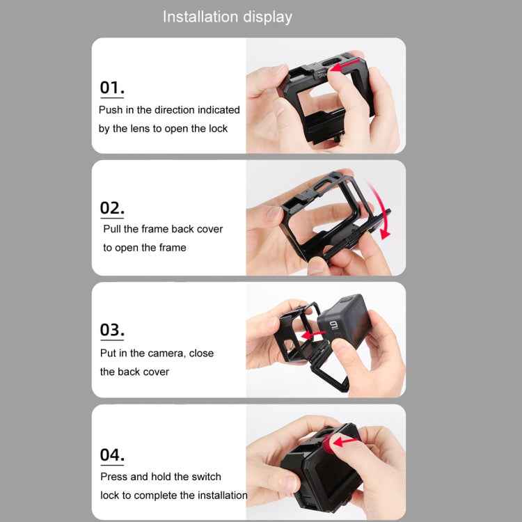 For GoPro HERO10 Black / HERO9 Black ABS Plastic Border Frame Mount Protective Case with Buckle Basic Mount & Screw