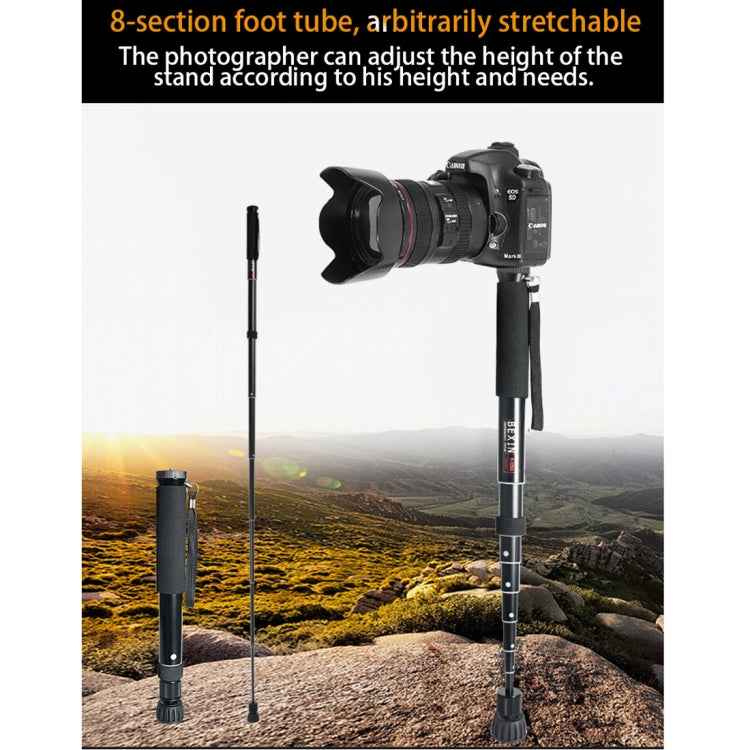 BEXIN P308B Portable Travel Outdoor DSLR Camera Aluminum Alloy Monopod Holder