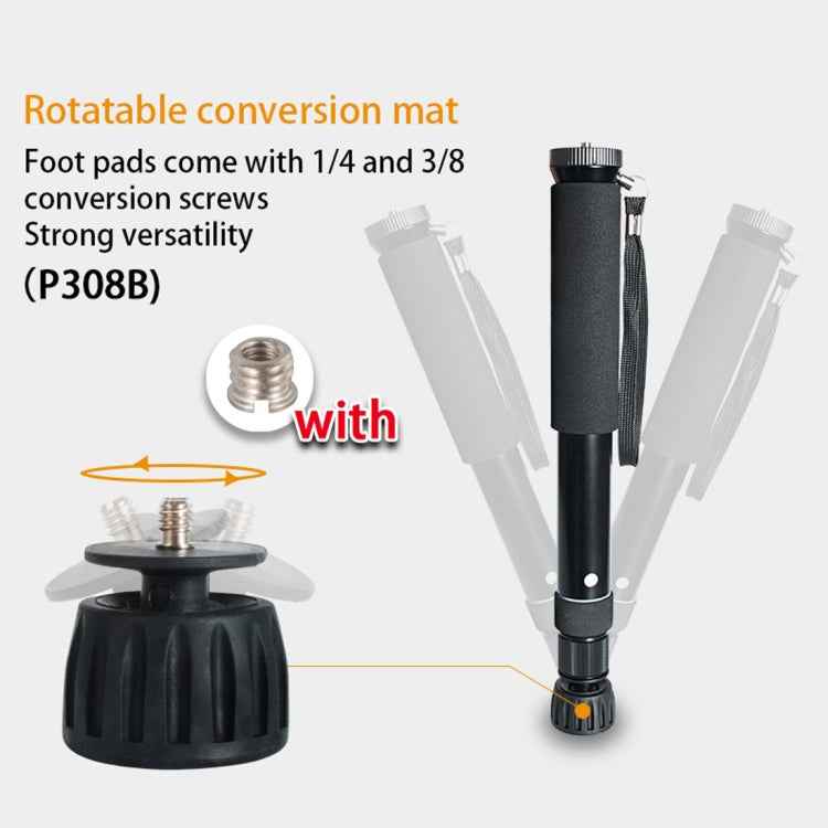 BEXIN P308B Portable Travel Outdoor DSLR Camera Aluminum Alloy Monopod Holder