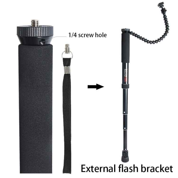 BEXIN P308B Portable Travel Outdoor DSLR Camera Aluminum Alloy Monopod Holder