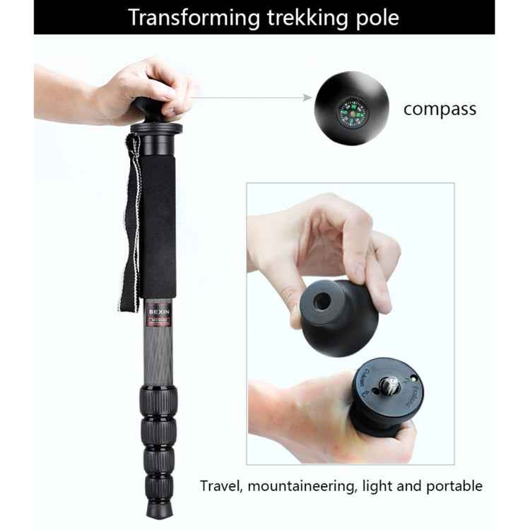 BEXIN MCS285 Portable Travel Outdoor DSLR Camera Carbon Fiber Monopod Holder