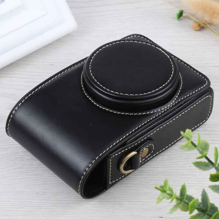 Vertical Flip Full Body Camera PU Leather Case Bag with Strap for Ricoh GR III / GRII, Sony ZV-1 / DSC-RX100M7 / RX100M6 / RX100M5 / RX100M2