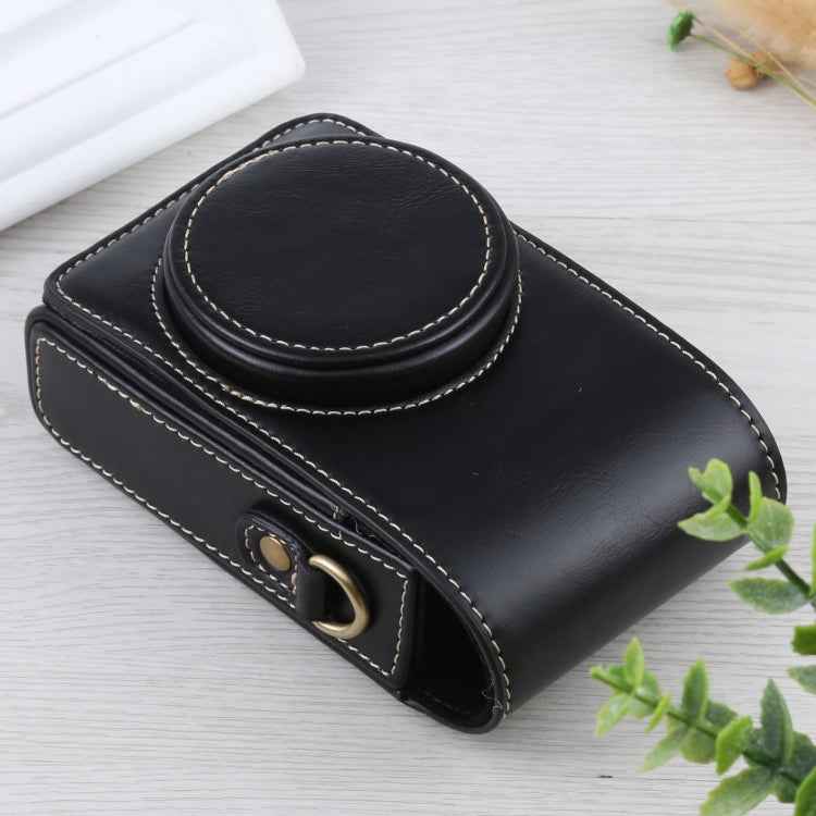 Vertical Flip Full Body Camera PU Leather Case Bag with Strap for Ricoh GR III / GRII, Sony ZV-1 / DSC-RX100M7 / RX100M6 / RX100M5 / RX100M2