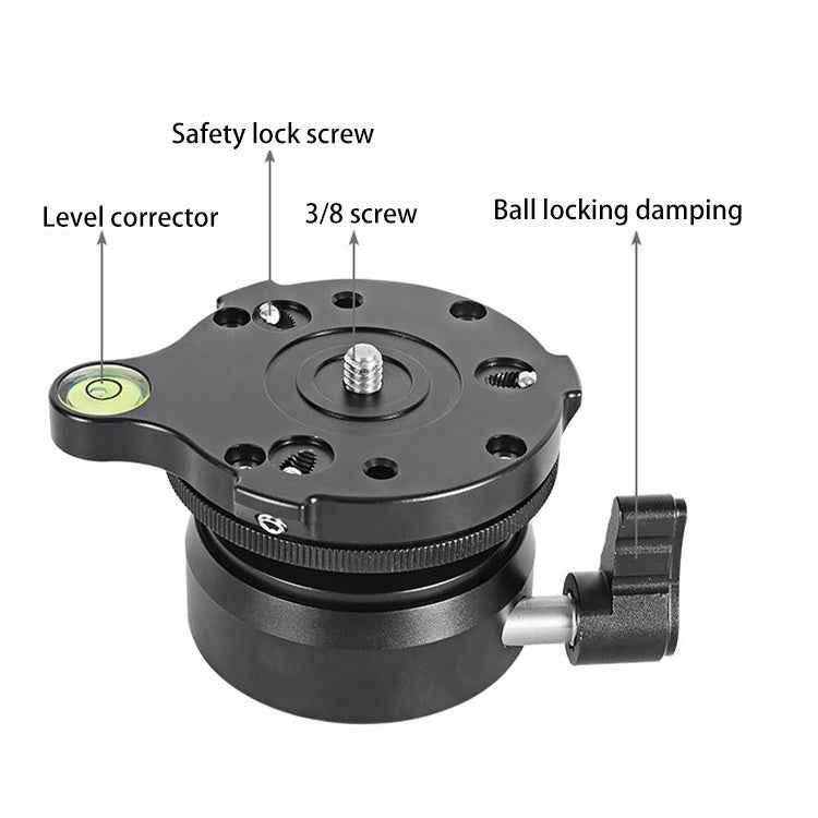 BEXIN DY-60N 3/8 inch Thread Dome Professional Tripod Leveling 360 Degree Panorama Head Base with Bubble Level & 3/8 inch Screw Adapter