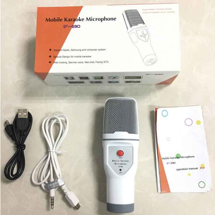 SF-690 Mobile Phone Karaoke Recording Condenser Microphone, Professional Karaoke Live Chat Capacitor Microphone