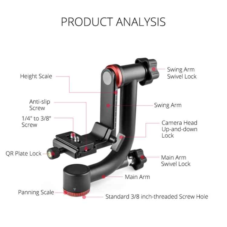 YELANGU A201 360 Degree Horizontal Gimbal Tripod Head for DV and SLR Cameras