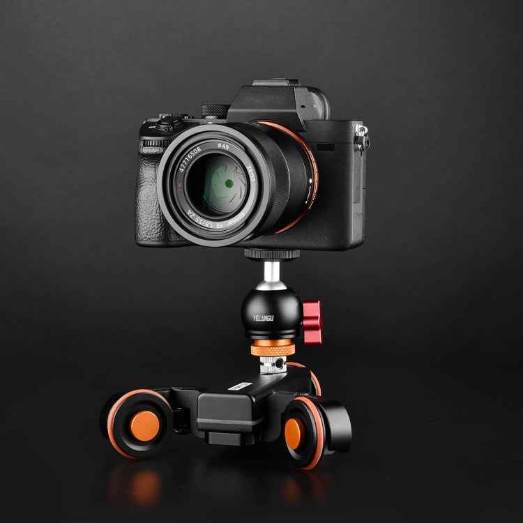 YELANGU L4X-BC Camera Wheel Dolly II Electric Track Slider 3-Wheel Video Pulley Rolling Dolly Car with Ballhead, Load: 3kg