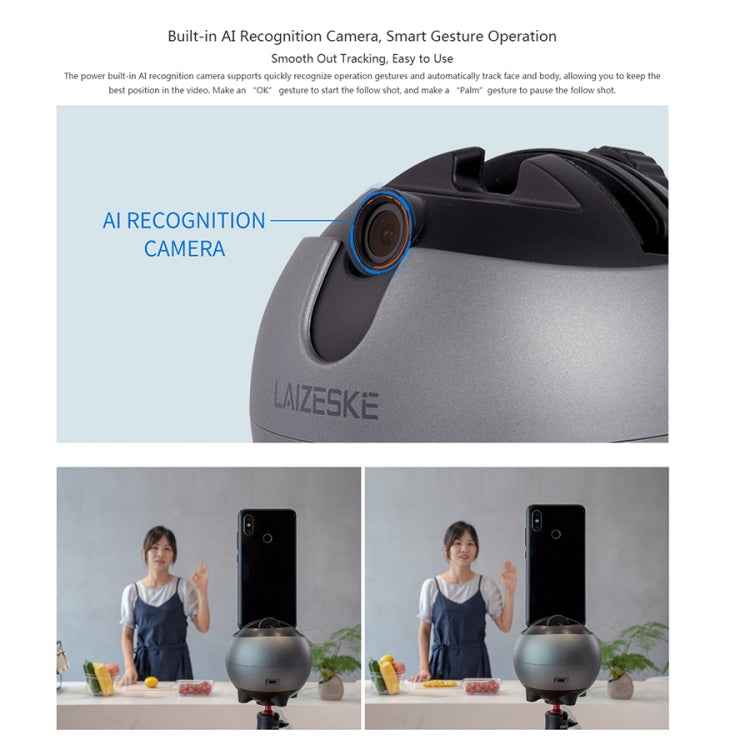 LAIZESKE LA8 Smart Robot Cameraman 360 Degree Auto Tracking Phone Holder