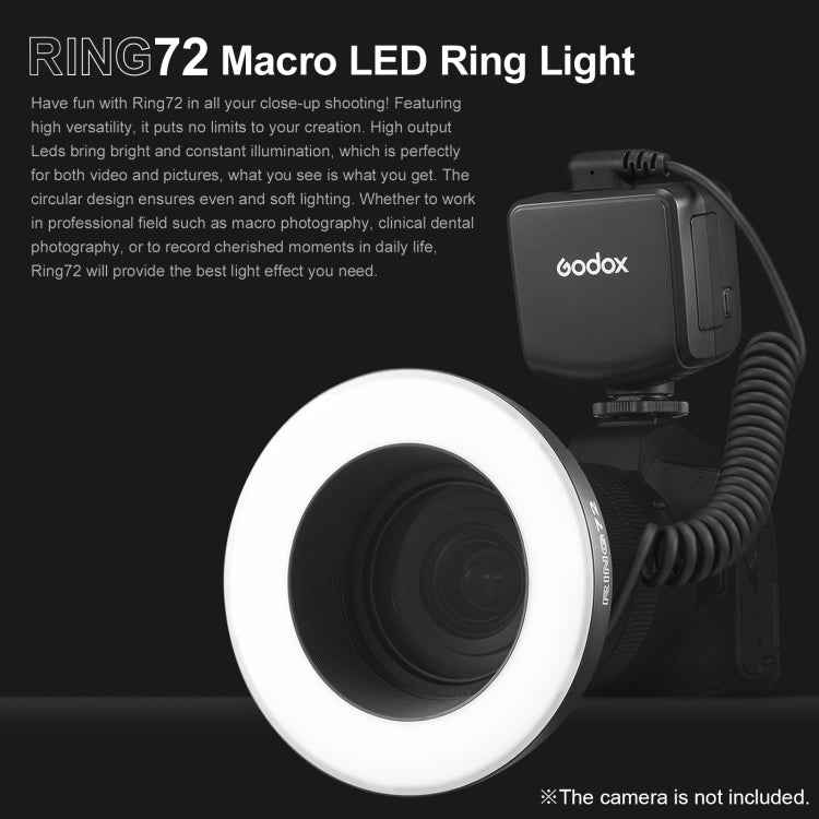Godox Ring72 Macro Ring 48 LED Flash Light with 8 Different Size Adapter Rings
