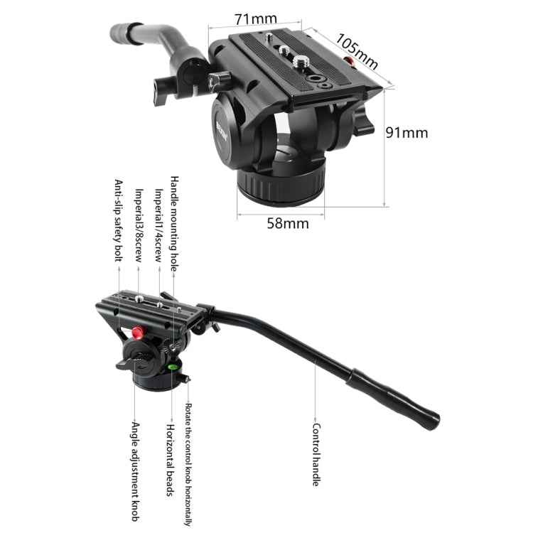BEXIN VH-105 360 Degree Panorama Heavy Duty Tripod Action Fluid Drag Head