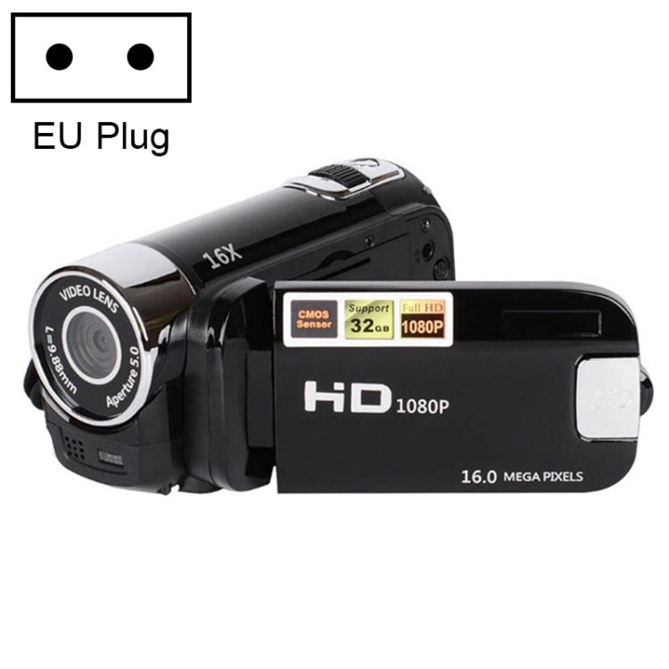 Cámara DV de viaje HD con zoom digital de 16 aumentos y 16 millones de píxeles, enchufe de la UE.