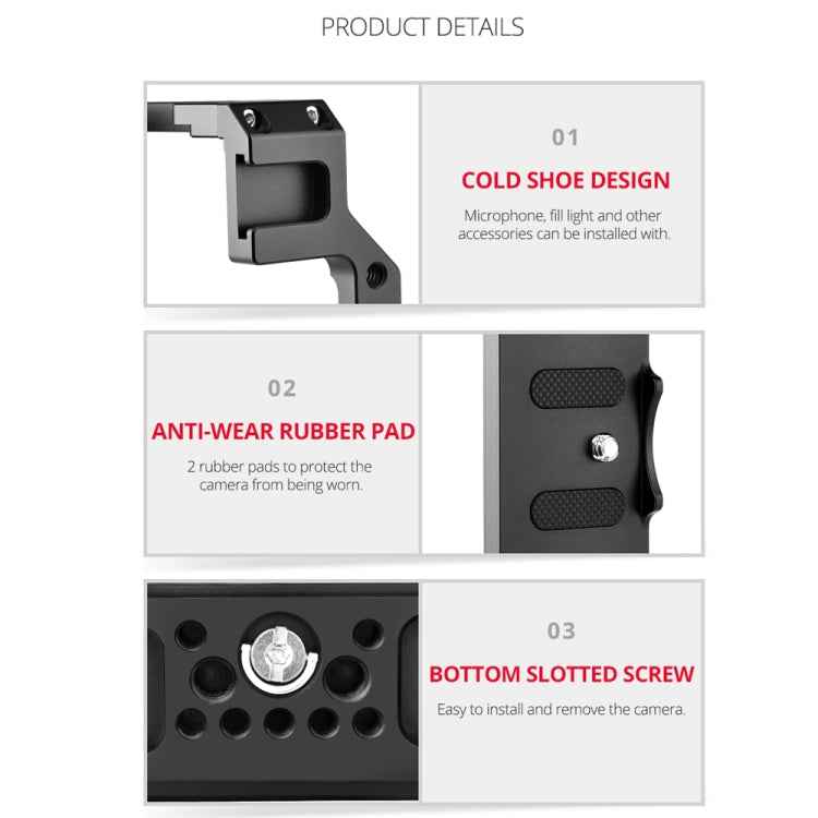 YELANGU C22-A YLG0334B-A Video Camera Cage Stabilizer for Canon EOS R5/R6/R