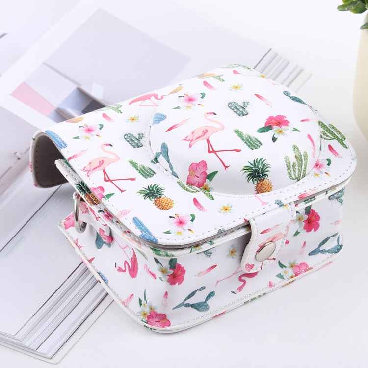 Cactus Flamingo Pattern Full Body Camera PU Leather Case Bag with Strap for FUJIFILM instax mini 9 / mini 8+ / mini 8
