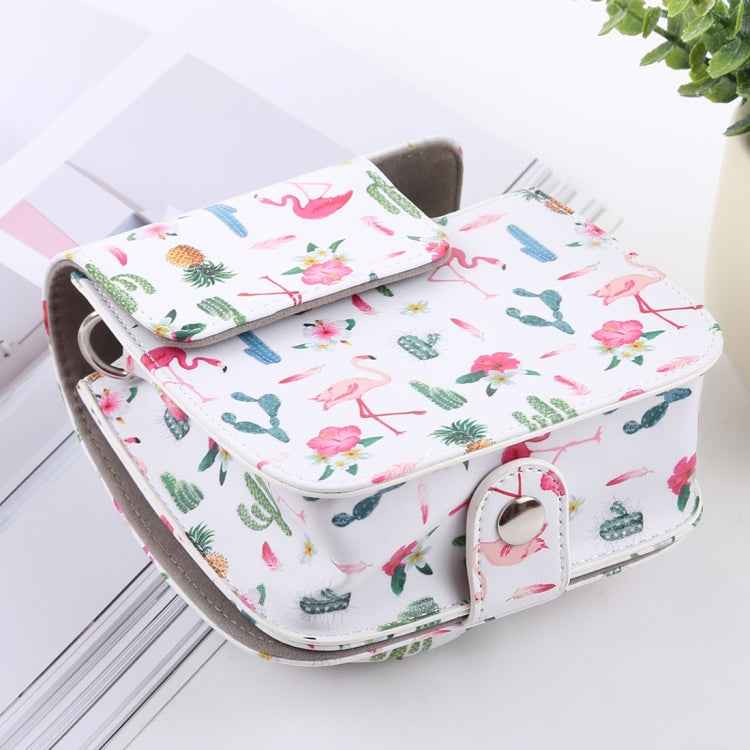 Cactus Flamingo Pattern Full Body Camera PU Leather Case Bag with Strap for FUJIFILM instax mini 9 / mini 8+ / mini 8