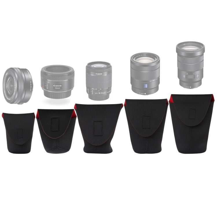 5 in 1 SLR Camera Lens Package Thickening Shockproof Neoprene Lens Storage Bag Sticky Deduction, 5 in 1