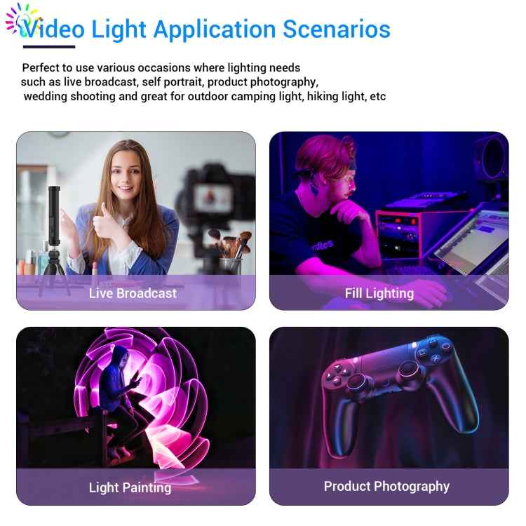 LUXCeO P100 RGB Photo Video Light Stick Handheld Fill Light with Remote Control & Grid Softbox