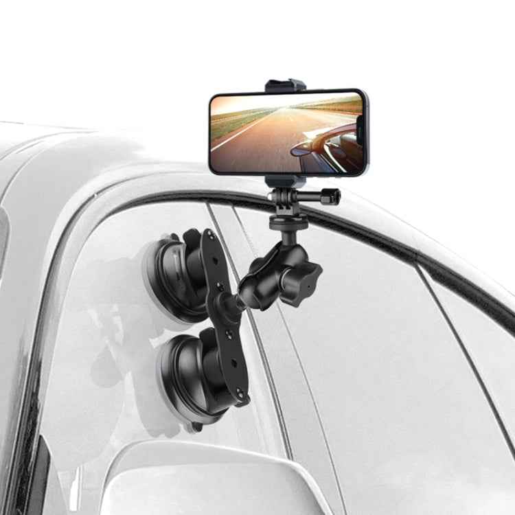 Single Suction Cup Mount Holder with Tripod Adapter & Steel Tether & Safety Buckle