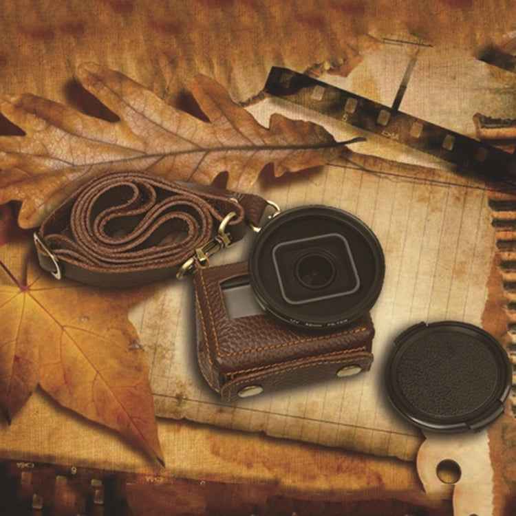 For GoPro HERO4 Litchi Texture Genuine Leather Protective Case with Sling