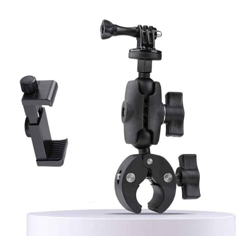 360 Rotation Adjustable Action Camera Bike Motorcycle Handlebar Holder with Phone Clamp