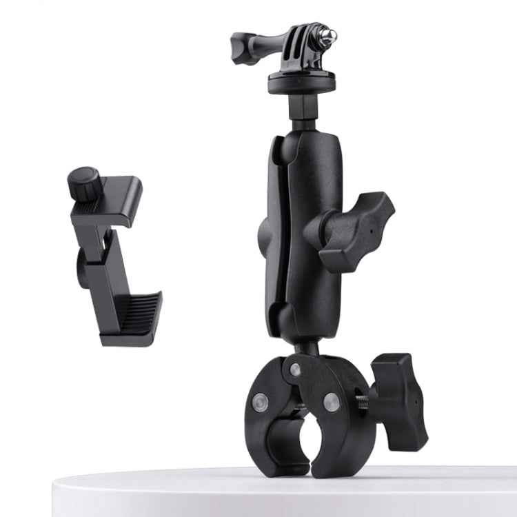 Extended Version 360 Rotation Adjustable Action Camera Bike Motorcycle Handlebar Holder with Phone Clamp