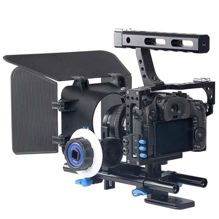 YELANGU YLG1105A Handle Video Camera Cage Stabilizer Kit with Matte Box & Follow Focus for Panasonic Lumix DMC-GH4 & G7 / Sony A7 & A7S & A7R & A7RII & A7SII