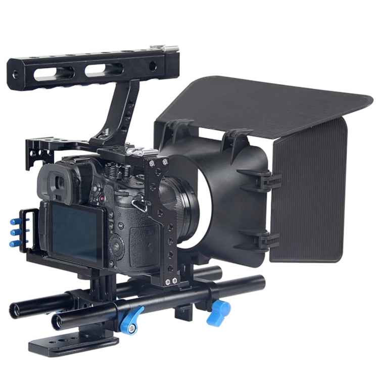 YELANGU YLG1105A Handle Video Camera Cage Stabilizer Kit with Matte Box & Follow Focus for Panasonic Lumix DMC-GH4 & G7 / Sony A7 & A7S & A7R & A7RII & A7SII