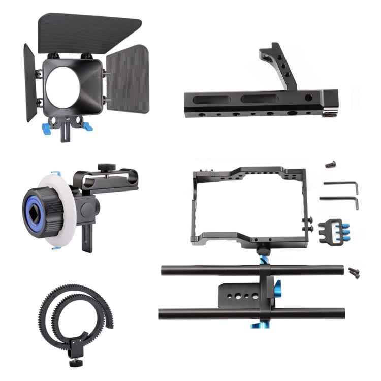 YELANGU YLG1105A Handle Video Camera Cage Stabilizer Kit with Matte Box & Follow Focus for Panasonic Lumix DMC-GH4 & G7 / Sony A7 & A7S & A7R & A7RII & A7SII
